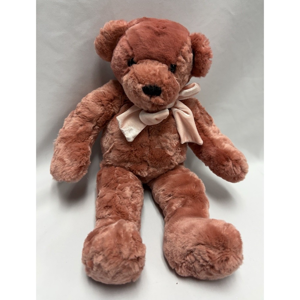 Dakin Plush Bear Pink 17 in Ginger Bow Stuffed Animal Excellent Condition